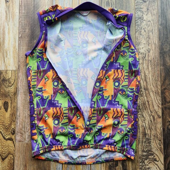 Vintage Pearl Izumi Made in USA Face Printed Cycling Top Sleeveless Zip-Up - Picture 7 of 11